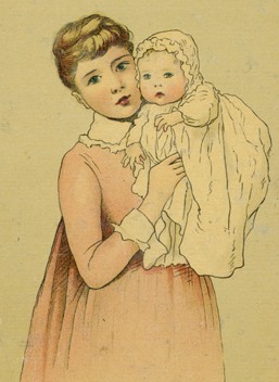 257x352 A Copyright Free Image Of A Pretty Young Mother And Infant Drawing