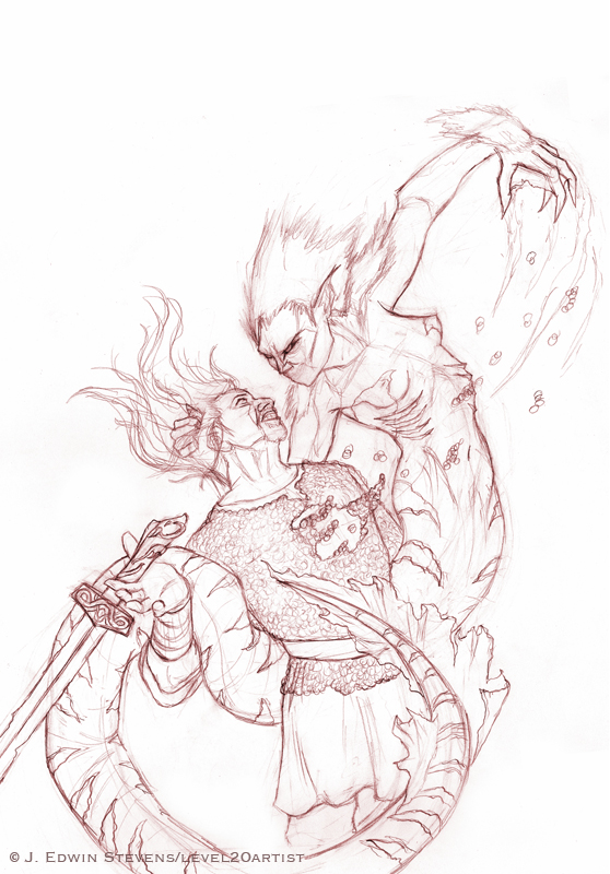 558x800 Grendel's Mother Drawing By Level20artist