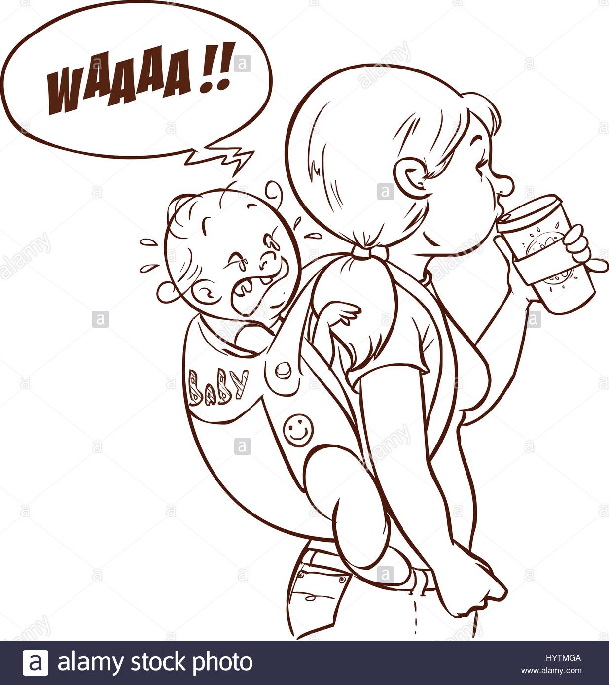 1235x1390 Crying Baby And Mother Cared Vector Drawing Stock Vector Art