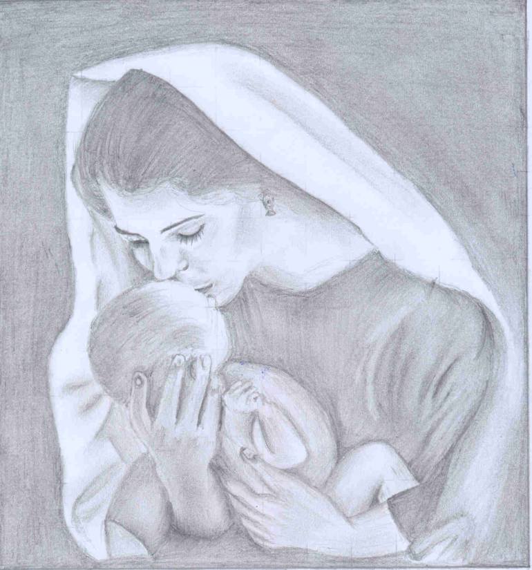 770x825 Saatchi Art Mother Love Drawing By Karthik Maruthan