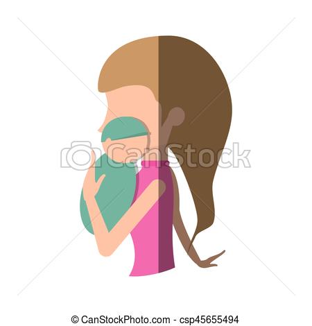 450x470 Mother Holding Baby Newborn Shadow Vector Illustration Eps Eps