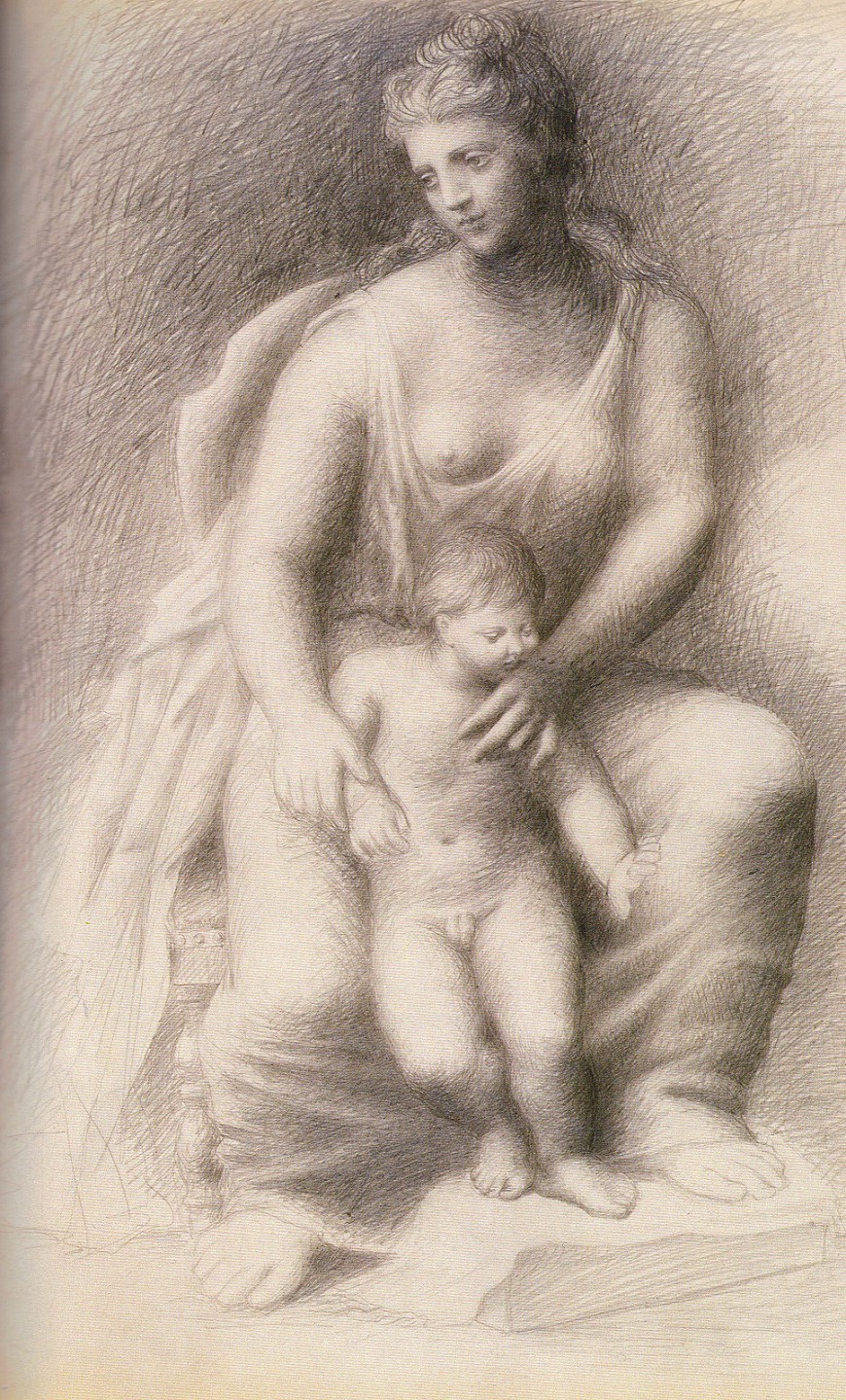 870x1439 Mother And Child Drawing, 1922 Pable Picasso Drawing
