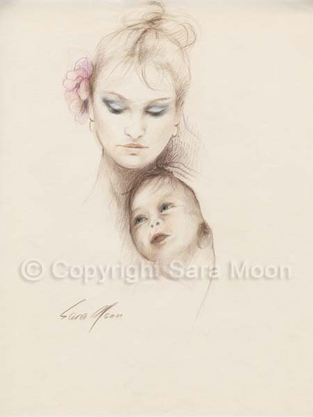 450x600 Sara Moon Pencil Drawing Mother Amp Child