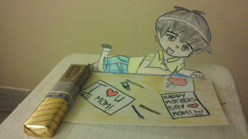 1024x576 Chibi Boy Drawing Mother's Day Cards By Animecharater
