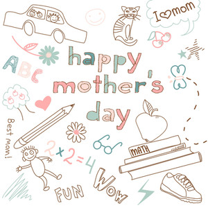 300x300 Mother's Day Card In A Style Of A Child's Drawing Royalty Free