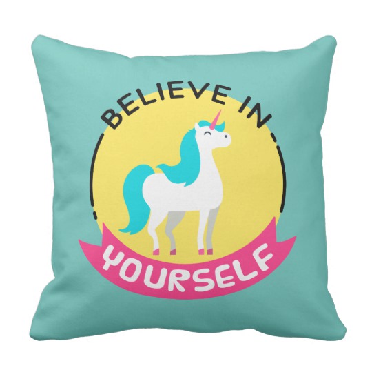 540x540 Unicorn Believe In Yourself Motivational Drawing Throw Pillow