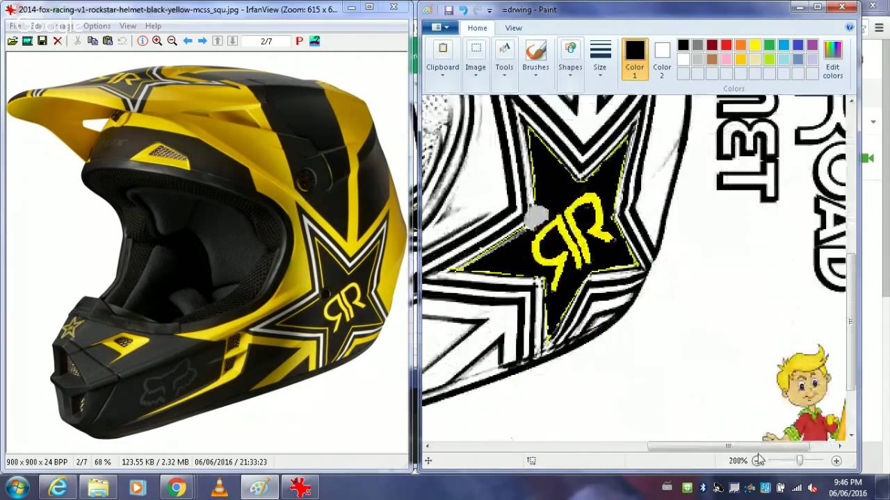 1280x720 Foxrockstar Energy Motocross Helmet Drawing