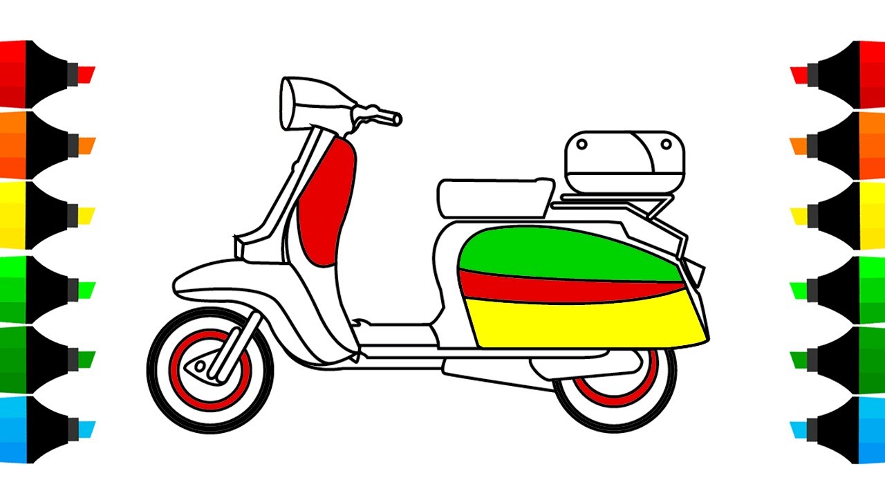 1280x720 How To Draw Motorbike Coloring Pages Drawing For Kids Kidstv