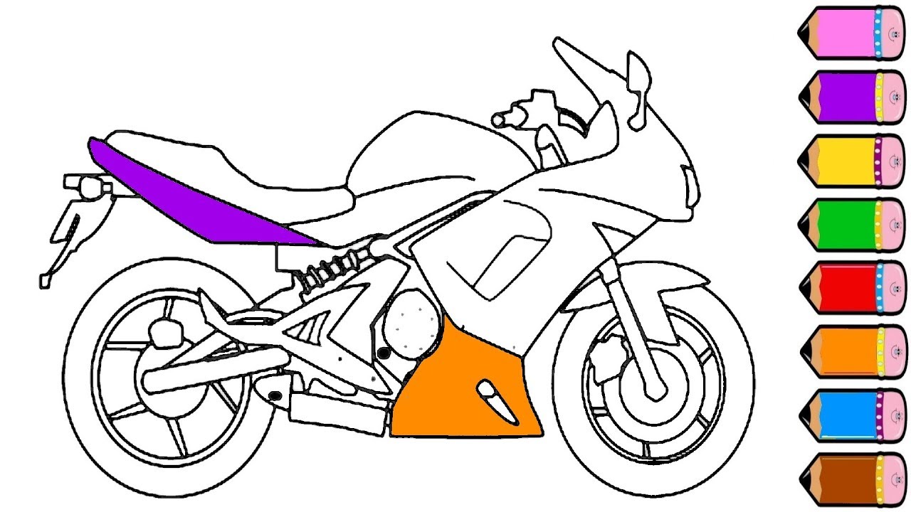 1280x720 Motorcycle Coloring Page