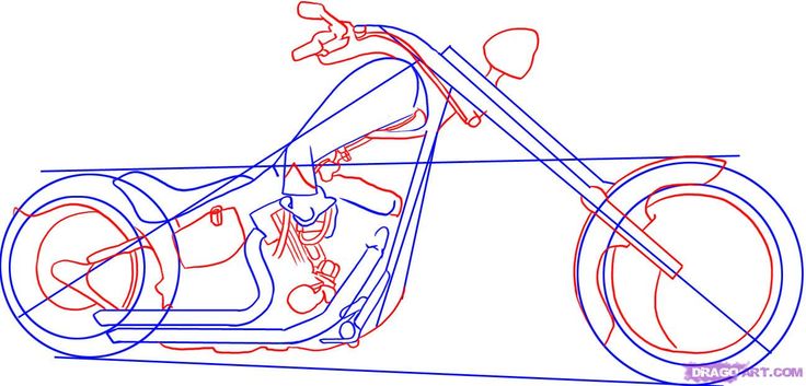 736x353 How To Draw A Chopper Bike Step By Step. Drawing Tutorials