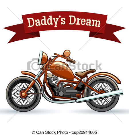 450x470 Colored Retro Motorcycle Design On White Background Clip Art