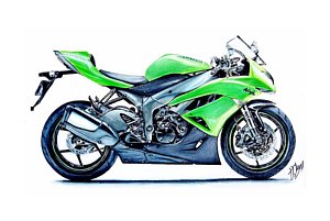 300x201 Japanese Motorcycle Drawings Fine Art America