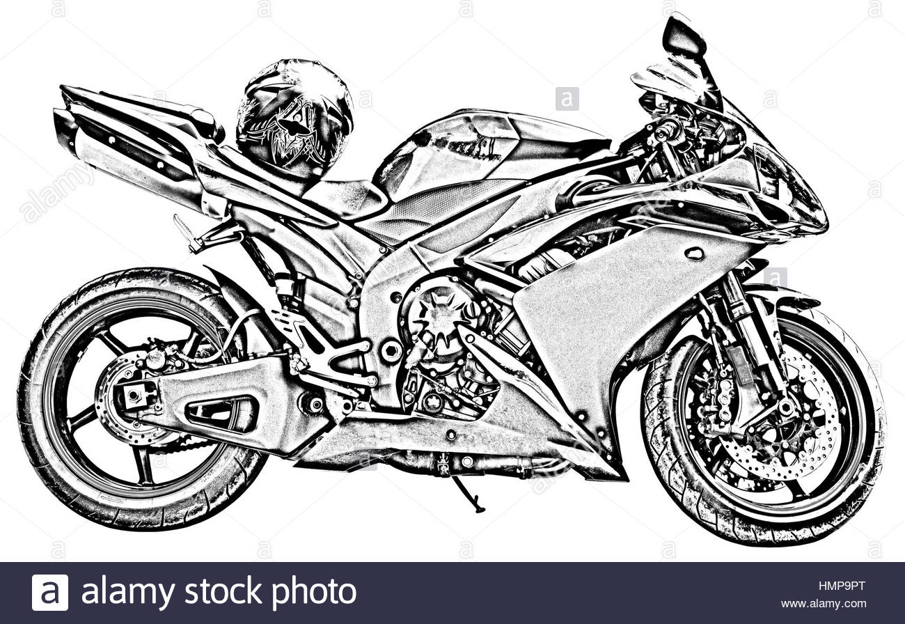 1300x896 Motorcycle Drawing On White Stock Photo 133256336