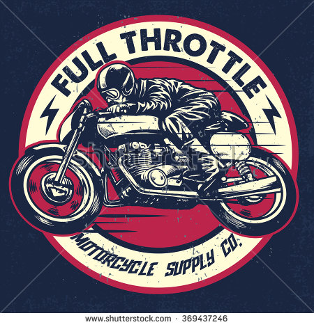 450x470 Hand Drawing Of Man Riding A Classic Cafe Racer Motorcycle