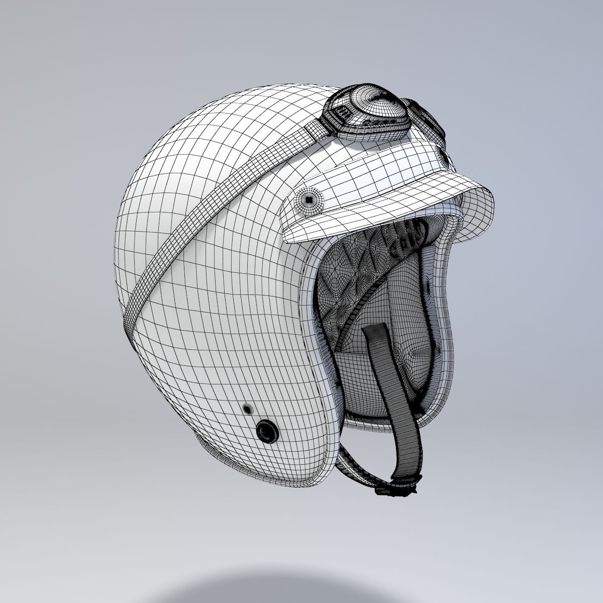 1200x1200 White Retro Motorcycle Helmet 3d Model Cgtrader