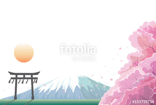 500x338 Drawing Of Mountain And Sun With Garden In Spring Background