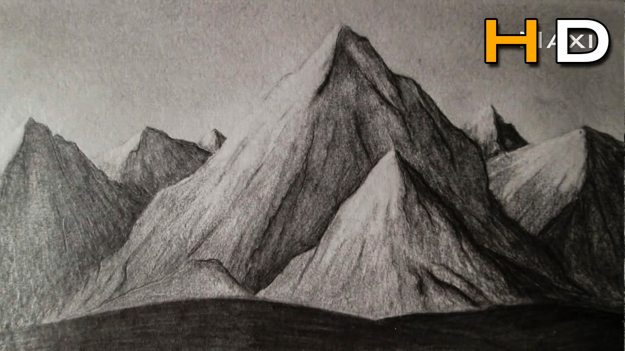 1280x720 How To Draw Mountains Whith Pencil Step By Step, Drawing Landscape