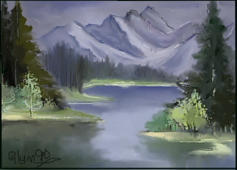 470x338 Land Scape Mountain Lake. By Glynn90 (Landscapes Drawing)