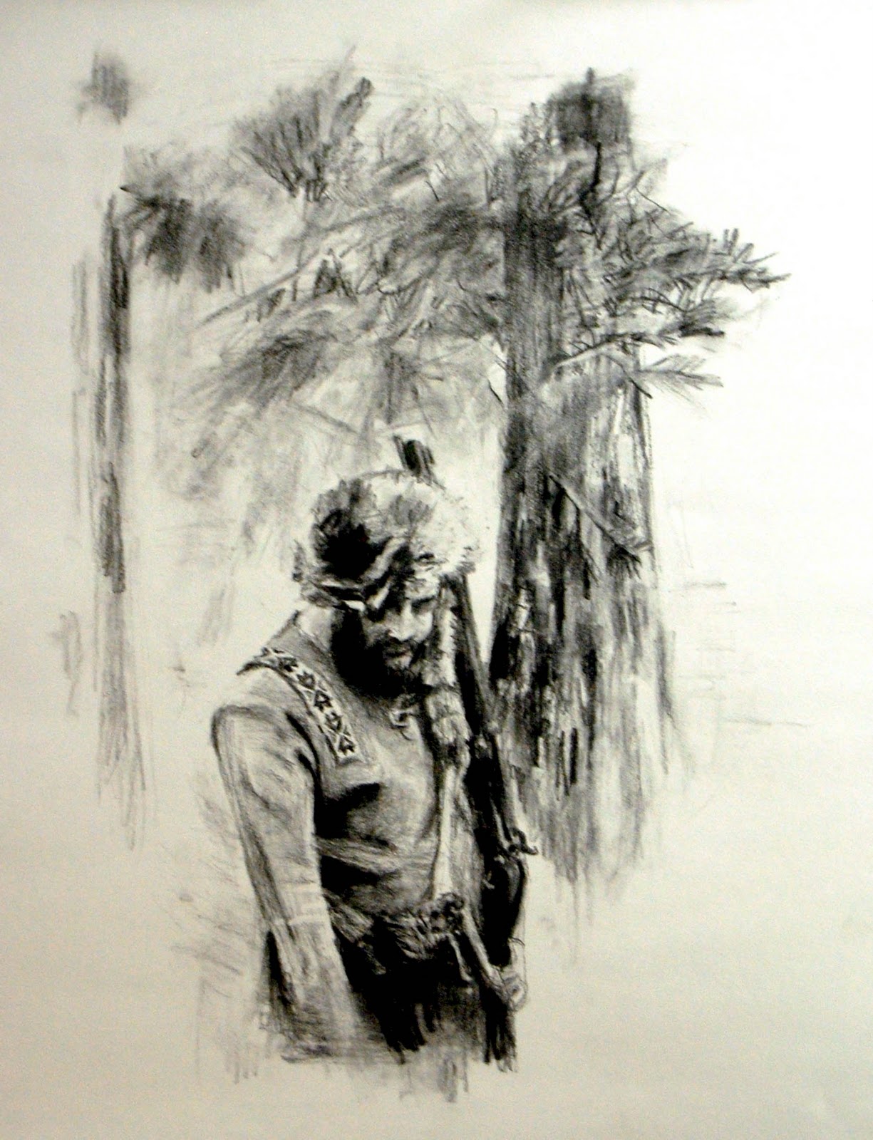 1225x1600 Daniel Moulton Art Charcoal Mountain Man Drawings