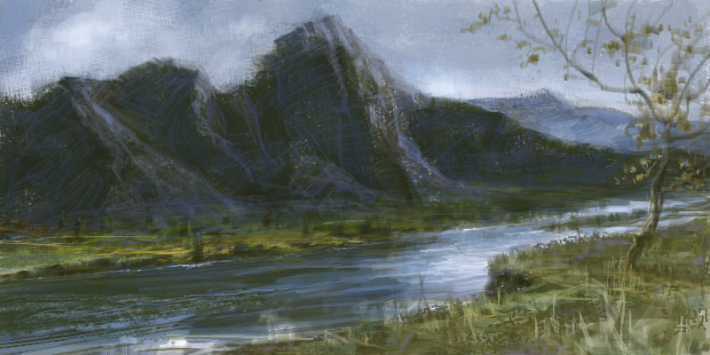 800x400 Mountain Scene A Landscape Speedpaint Drawing By Viridian