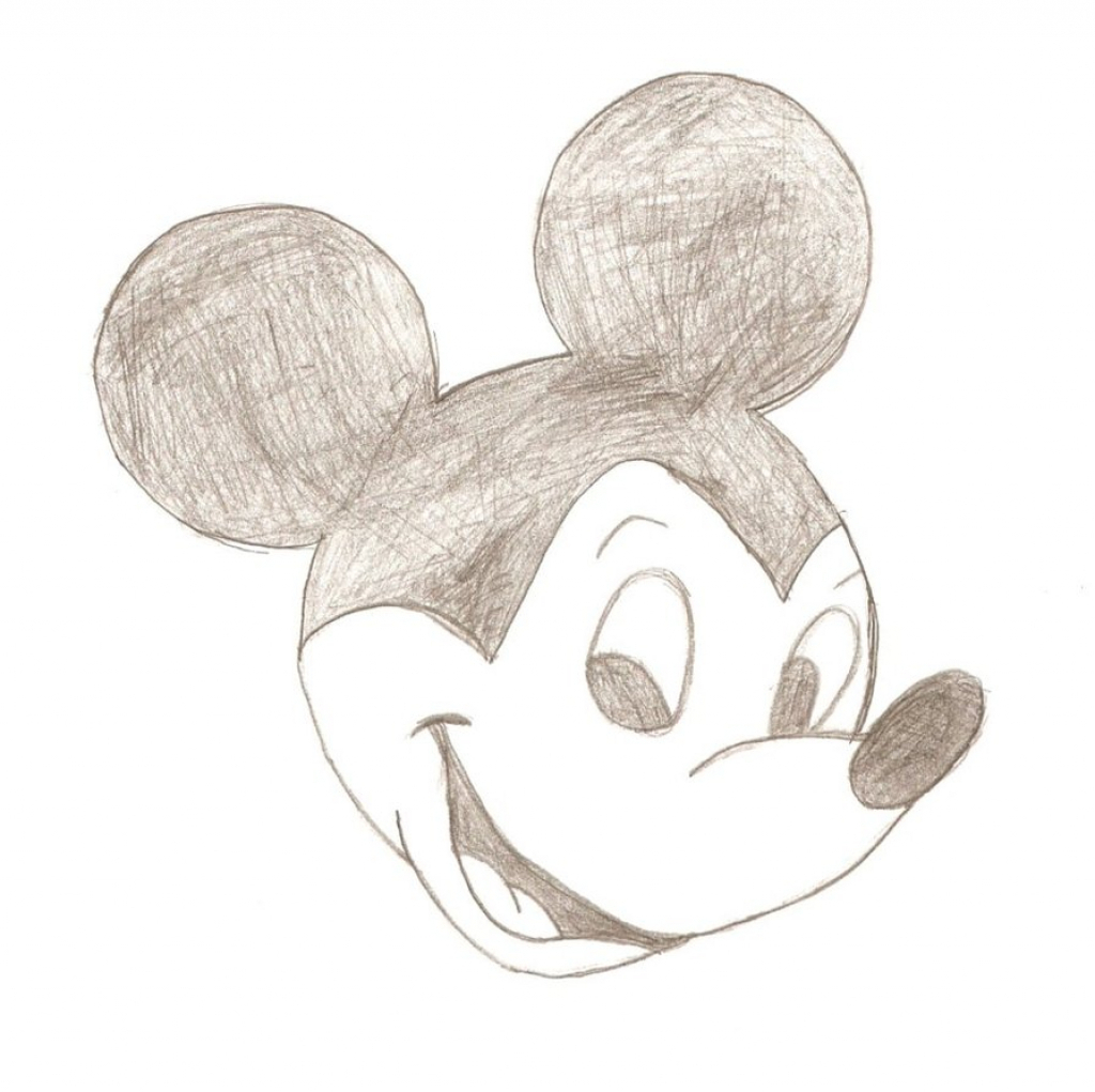1024x1021 Simple Pencil Sketch Of Mickey Mouse Simple Mickey Mouse Pencil
