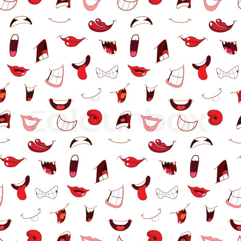 800x800 Cartoon Mouths Seamless Pattern Stock Vector Colourbox