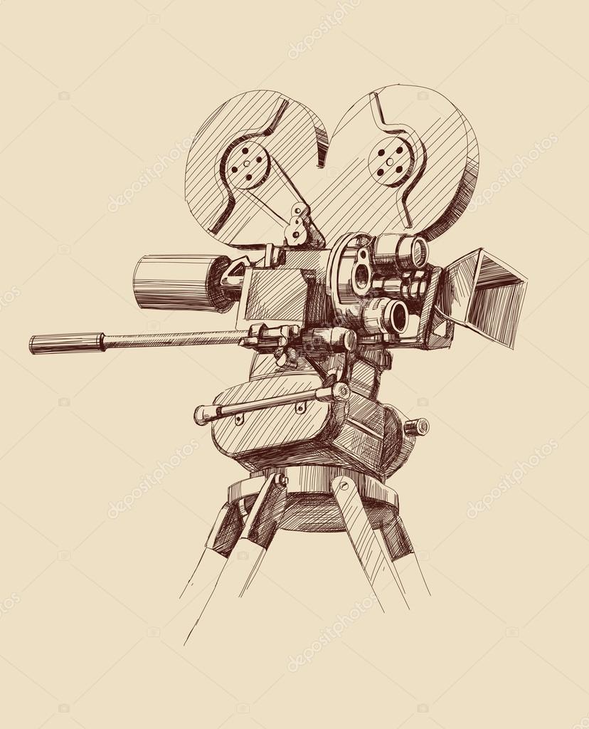 828x1024 Vintage Old Movie Camera Stock Vector Vladischern