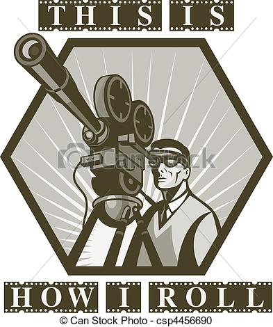 393x470 Illustration Of A Vintage Movie Or Television Film Camera Stock