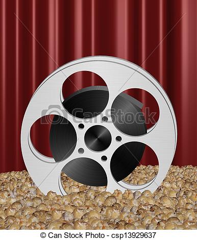 386x470 Illustration Of A Movie Reel In Popcorn Drawings