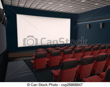 450x357 Empty Movie Theater With Red Seats Drawing
