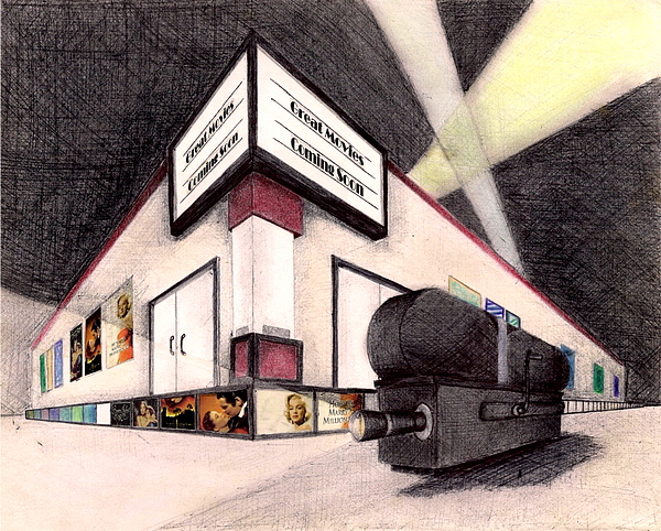 600x482 Movie Theater Drawing By Scarlett Royal