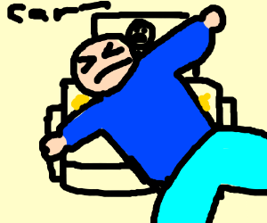 300x250 Man Is Pushed In Front Of Moving Car (Drawing By Tundrum Max)