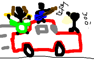 300x250 Rock Concert On A Moving Car (Drawing By Whispernmyghost)