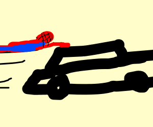 300x250 Spider Man Grabs On To Moving Car