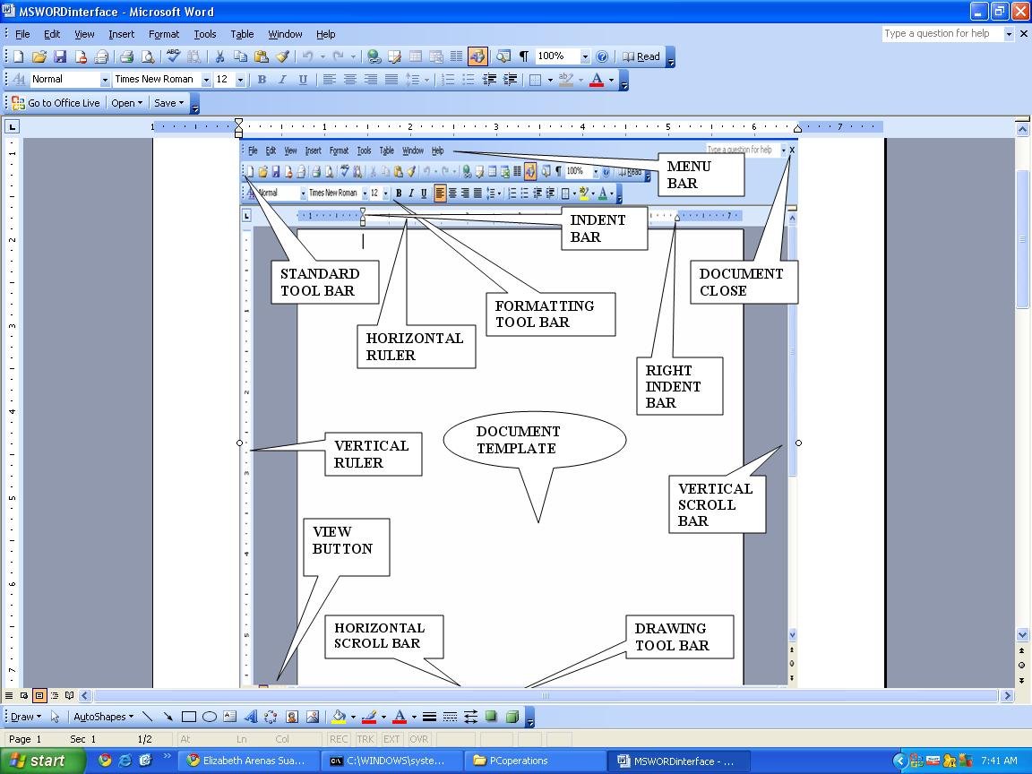 1152x864 Microsoft Office Word 2003 Basic Parts Use And Functions