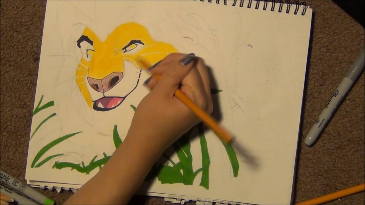1280x720 Drawing Mufasa From Lion King