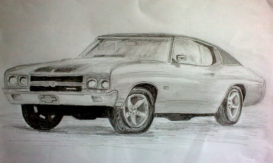 900x538 Muscle Car In Pencil By Greendragon42