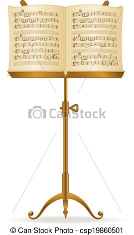 269x470 Music Stand. Golden Stand With Music Sheet Vector Vector
