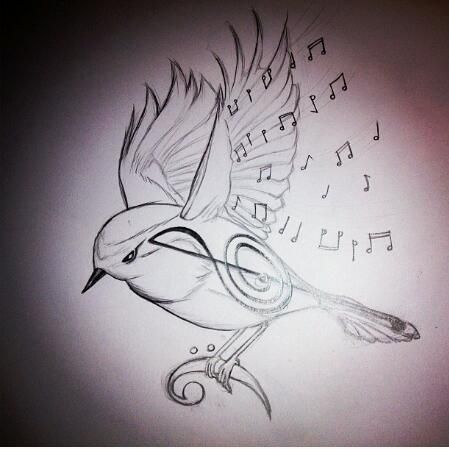 449x449 Musical Bird Drawing By Fericehippie95