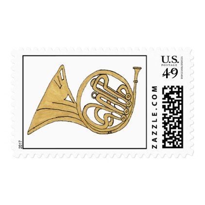 422x422 French Horn Musical Instrument Drawing Postage
