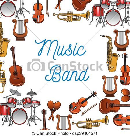 450x470 Musical Instruments Poster For Music Design. Musical Vectors