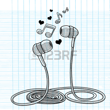 450x450 Headphones Doodle Sketch Style Vector Illustration With Musical