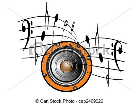 450x338 Speaker And Music Notes. An Illustration Of Music Notes Stock
