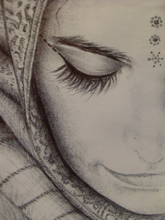 540x720 Pen Drawing Of A Muslim Woman By Electricalbananaa