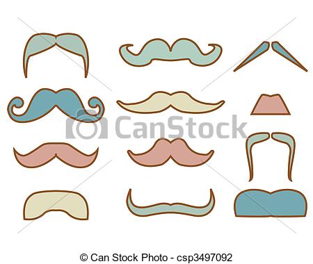 450x380 Colored Mustaches Isolated Over White Background Clip Art