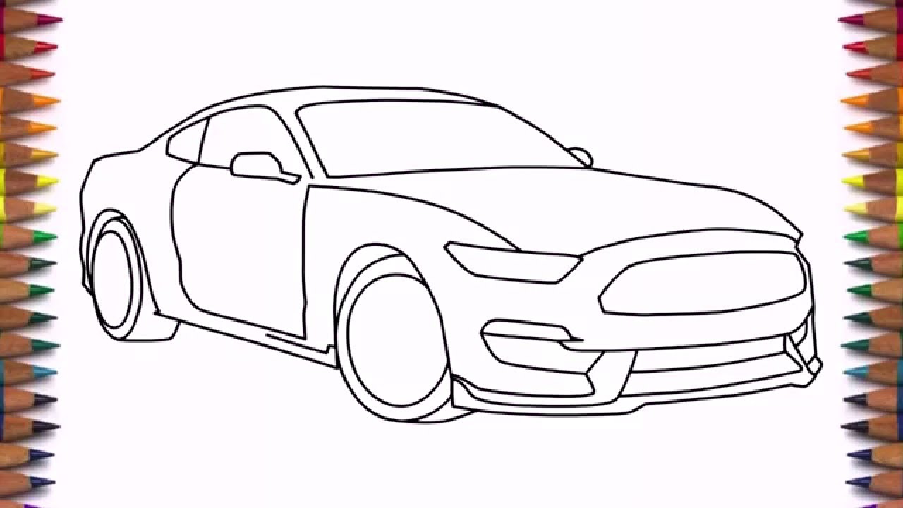 1280x720 How To Draw A Car Ford Mustang Shelby Gt350 2016 Step By Step Easy