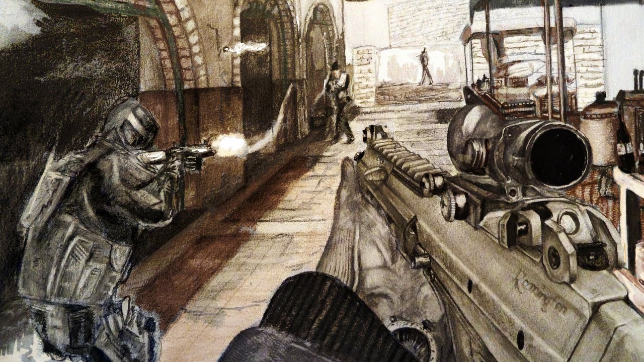 1280x720 Pencil Drawing Of Call Of Duty Modern Warfare 3