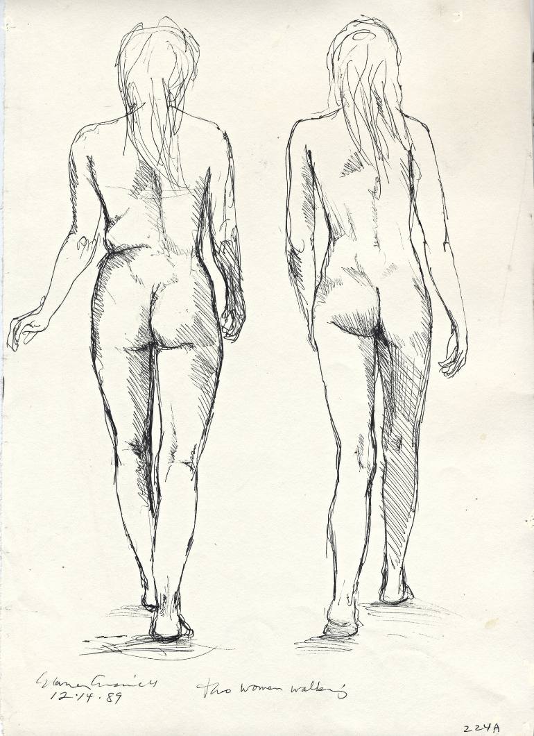 770x1060 Saatchi Art Two Women Walking Drawing By Warren Criswell