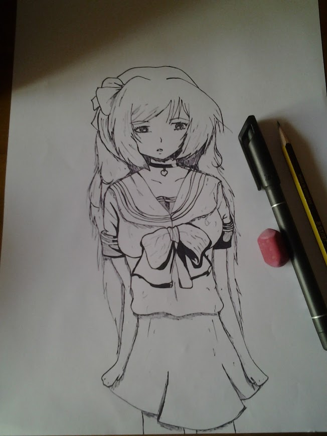 652x869 My First Anime Drawing With Black Ink By Taniyauzumaki