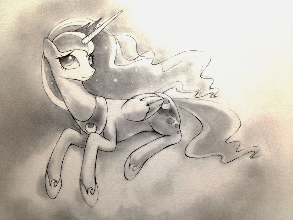 1024x768 Princess Luna Sketch 5 By